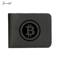 Genuine Leather MENS WALLET Card Engraved Digital Bitcoin Simple Wallet Men - Crypto gear and stuff