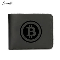 Genuine Leather MENS WALLET Card Engraved Digital Bitcoin Simple Wallet Men - Crypto gear and stuff