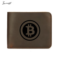 Genuine Leather MENS WALLET Card Engraved Digital Bitcoin Simple Wallet Men - Crypto gear and stuff