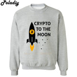 crypto to the moon rocket bitcoin Sweatshirt Men Crewneck Pullover Fashion Streetwear Harajuku Hip Hop Hoodies Black White Gray - Crypto gear and stuff