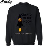 crypto to the moon rocket bitcoin Sweatshirt Men Crewneck Pullover Fashion Streetwear Harajuku Hip Hop Hoodies Black White Gray - Crypto gear and stuff