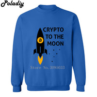 crypto to the moon rocket bitcoin Sweatshirt Men Crewneck Pullover Fashion Streetwear Harajuku Hip Hop Hoodies Black White Gray - Crypto gear and stuff