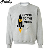 crypto to the moon rocket bitcoin Sweatshirt Men Crewneck Pullover Fashion Streetwear Harajuku Hip Hop Hoodies Black White Gray - Crypto gear and stuff