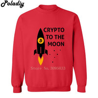 crypto to the moon rocket bitcoin Sweatshirt Men Crewneck Pullover Fashion Streetwear Harajuku Hip Hop Hoodies Black White Gray - Crypto gear and stuff