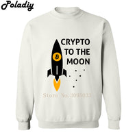 crypto to the moon rocket bitcoin Sweatshirt Men Crewneck Pullover Fashion Streetwear Harajuku Hip Hop Hoodies Black White Gray - Crypto gear and stuff