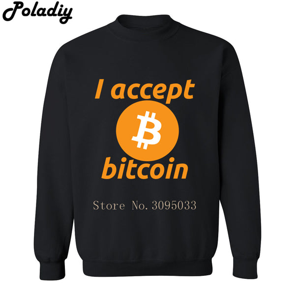 I Accept Bitcoin Mens Sweatshirt Hoodies Men Hip Hop Black Cryptocurrency bitcoins Long Sleeve Fashion Harajuku Sweatshirt - Crypto gear and stuff