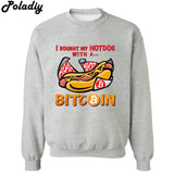 I bought my hotdog with a Bitcoin Mens Women Funny Sweatshirts Harajuku Men Printed Cryptocurrency Hoodies Sweatshirt - Crypto gear and stuff
