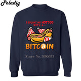 I bought my hotdog with a Bitcoin Mens Women Funny Sweatshirts Harajuku Men Printed Cryptocurrency Hoodies Sweatshirt - Crypto gear and stuff