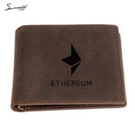 ethereum wallet genuine leather ethereum engraved mens wallet - Crypto gear and stuff