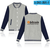 New Bitcoin In Cryptograrhy We Trust Jacket Men Women Casual Clothing Brand Baseball Uniform - Crypto gear and stuff