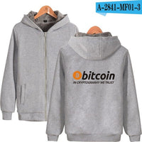 New Bitcoin In Cryptograrhy We Trust Hoodies With Zipper Men Women Casual Brand Thick Warm Hooded Sweatshirts - Crypto gear and stuff
