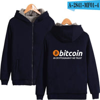 New Bitcoin In Cryptograrhy We Trust Hoodies With Zipper Men Women Casual Brand Thick Warm Hooded Sweatshirts - Crypto gear and stuff