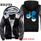 Men's Casual Outerwears Winter Warm Thickening Velvet Ripple Rocket XRP Crypto Currency Hooded Coat Male Warm Hoodies Tracksuits - Crypto gear and stuff