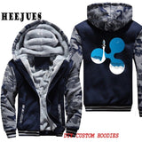 Men's Casual Outerwears Winter Warm Thickening Velvet Ripple Rocket XRP Crypto Currency Hooded Coat Male Warm Hoodies Tracksuits - Crypto gear and stuff