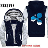 Men's Casual Outerwears Winter Warm Thickening Velvet Ripple Rocket XRP Crypto Currency Hooded Coat Male Warm Hoodies Tracksuits - Crypto gear and stuff