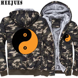 Army Green Camouflage Hoodies Bitcoin Yin Yang 2018 Winter Men - Crypto gear and stuff