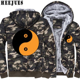 Army Green Camouflage Hoodies Bitcoin Yin Yang 2018 Winter Men - Crypto gear and stuff