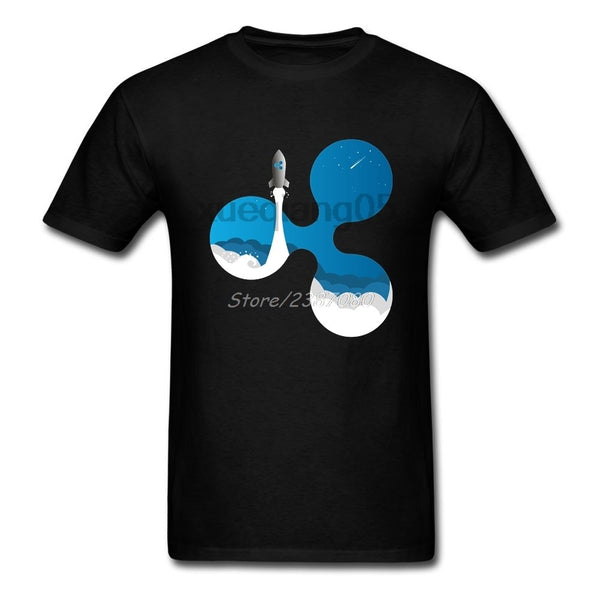 Ripple Rocket XRP Crypto Currency T Shirt Short  For Men - Crypto gear and stuff