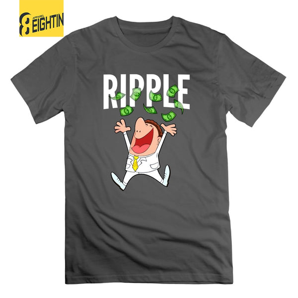 Ripple XRP Millionaire Cryptocurrency T-Shirt Tops Round Collar T Shirts Short Sleeves Original Tops for Men 100% Cotton Tees - Crypto gear and stuff