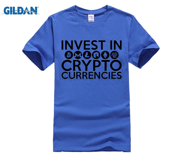 Invest In Cryptocurrencies Ethereum Litecoin Monero Bitcoin Zcash T Shirt Man Short Sleeve Cheap Tees Male Oversize Clothing - Crypto gear and stuff