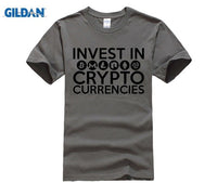 Invest In Cryptocurrencies Ethereum Litecoin Monero Bitcoin Zcash T Shirt Man Short Sleeve Cheap Tees Male Oversize Clothing - Crypto gear and stuff